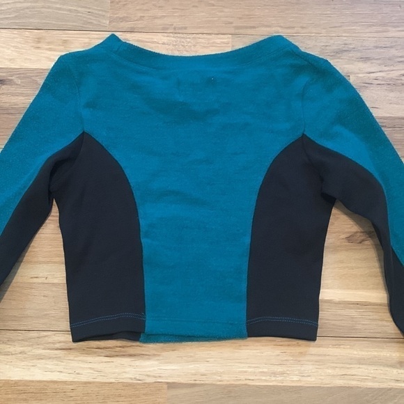 Urban Outfitters Long Sleeve Crewneck Crop Top Black & Teal Women’s XS - Picture 10 of 11